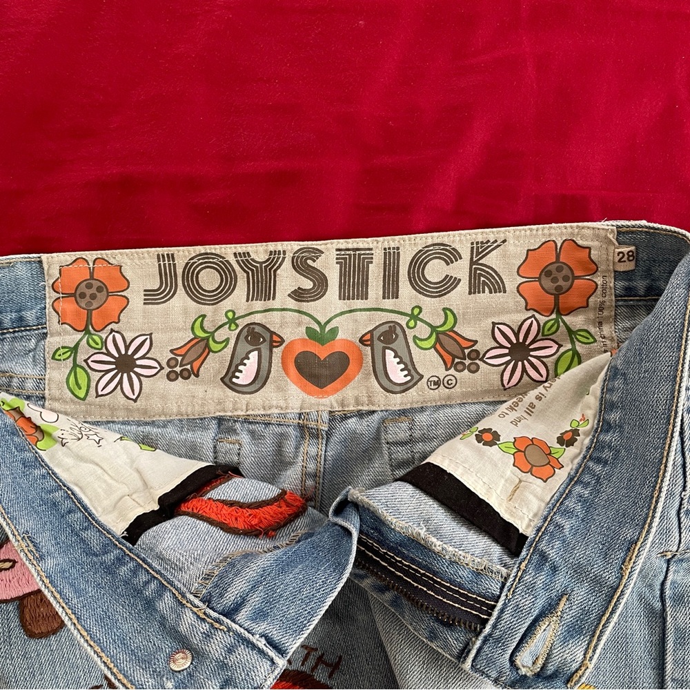 Joystick Denim Mini Skirt with Embroidery preowned size 28 - Picture 7 of 10